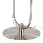 Trombone 71" Floor Lamp With Table - Nickel Metal, Clear Glass, White Plastic