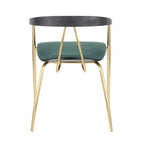 Vanessa Chair - Set of 2 - Gold Metal, Green Velvet, Black Wood
