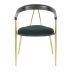 Vanessa Chair - Set of 2 - Gold Metal, Green Velvet, Black Wood