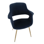 Vintage Flair Chair - Set of 2 - Gold Metal, Blue Velvet
