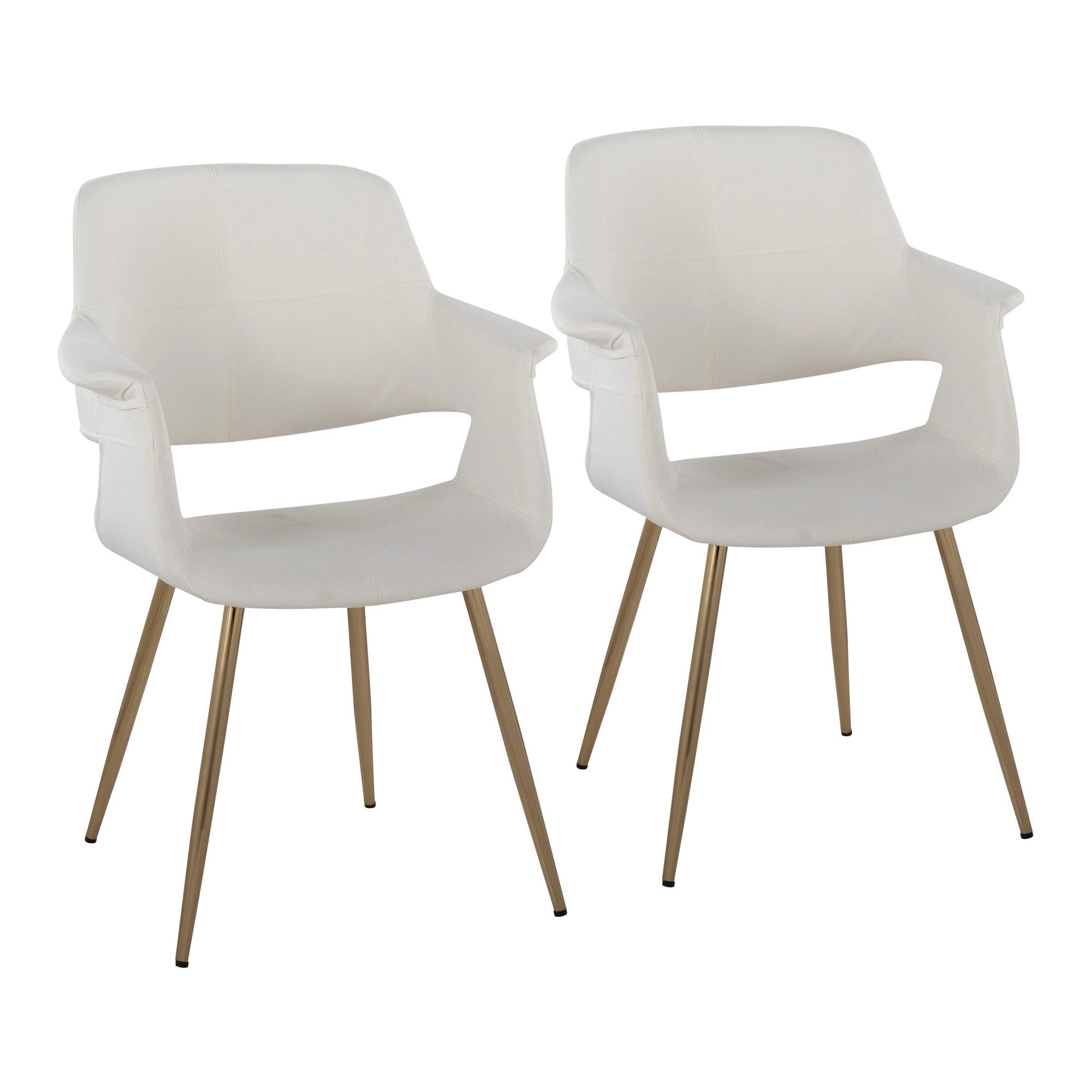 Vintage Flair Chair - Set of 2 - Gold Metal, Cream Velvet