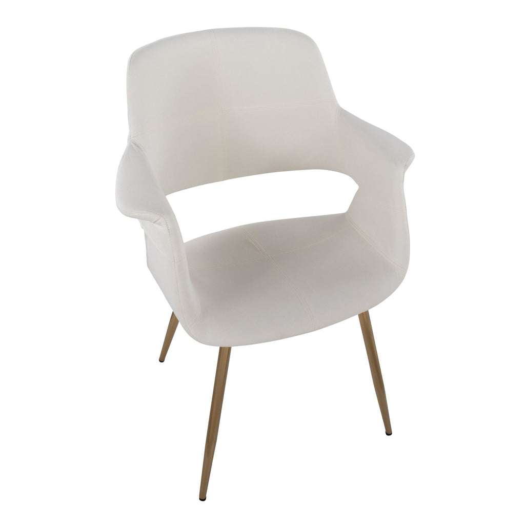 Vintage Flair Chair - Set of 2 - Gold Metal, Cream Velvet