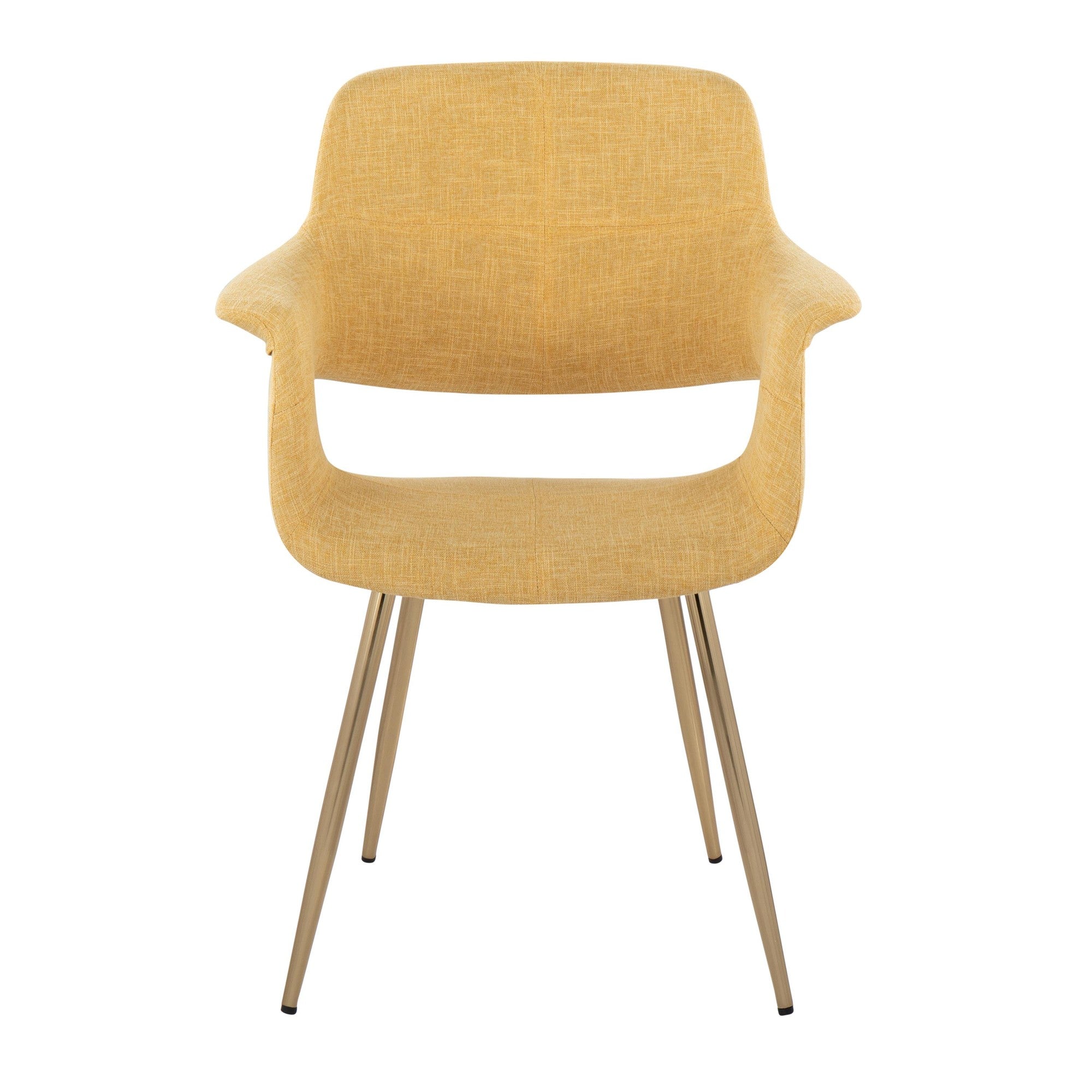 Vintage Flair Chair - Set of 2 - Gold Metal, Yellow Fabric
