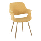 Vintage Flair Chair - Set of 2 - Gold Metal, Yellow Fabric