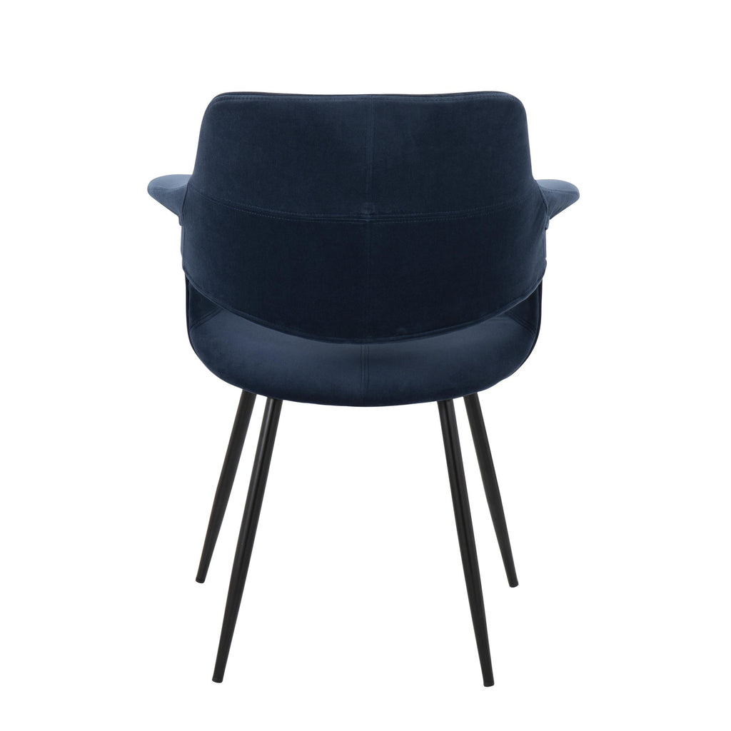 Vintage Flair Chair - Set of 2 - Black Metal, Blue Velvet