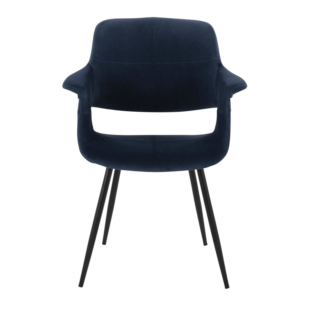Vintage Flair Chair - Set of 2 - Black Metal, Blue Velvet