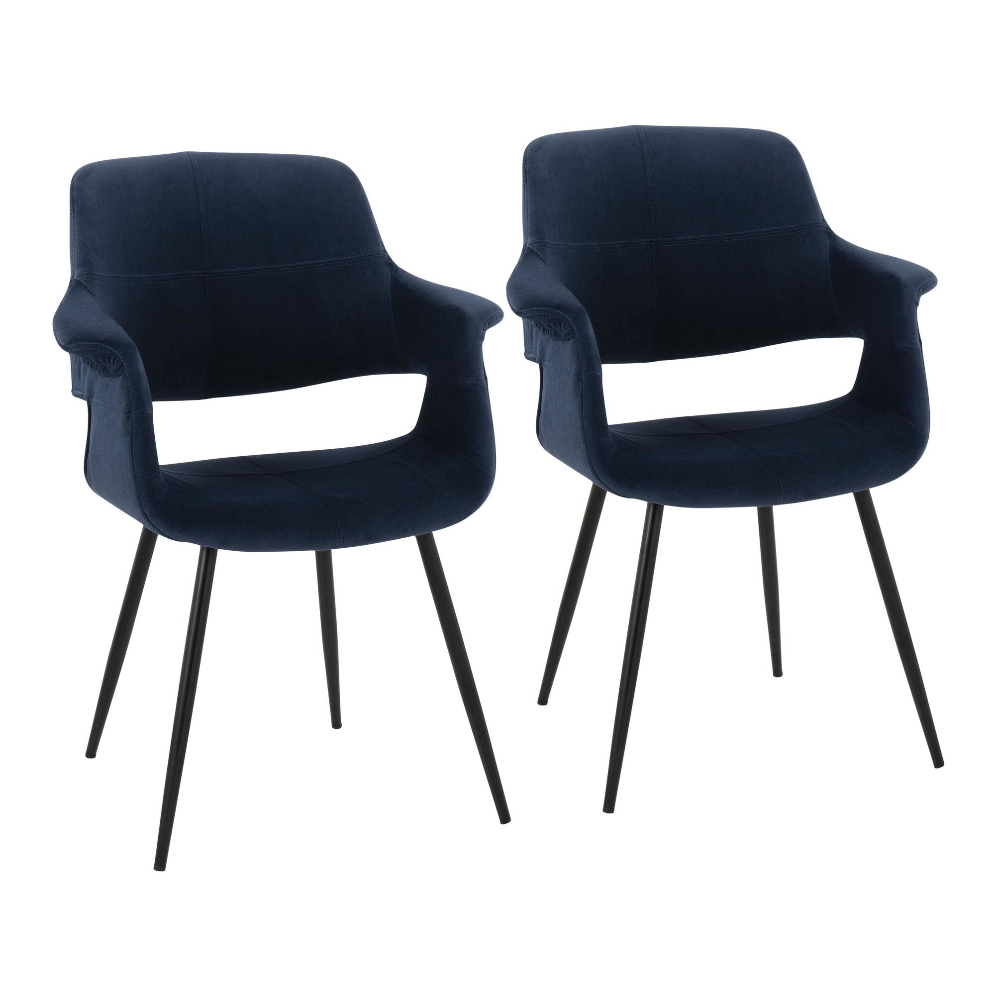 Vintage Flair Chair - Set of 2 - Black Metal, Blue Velvet