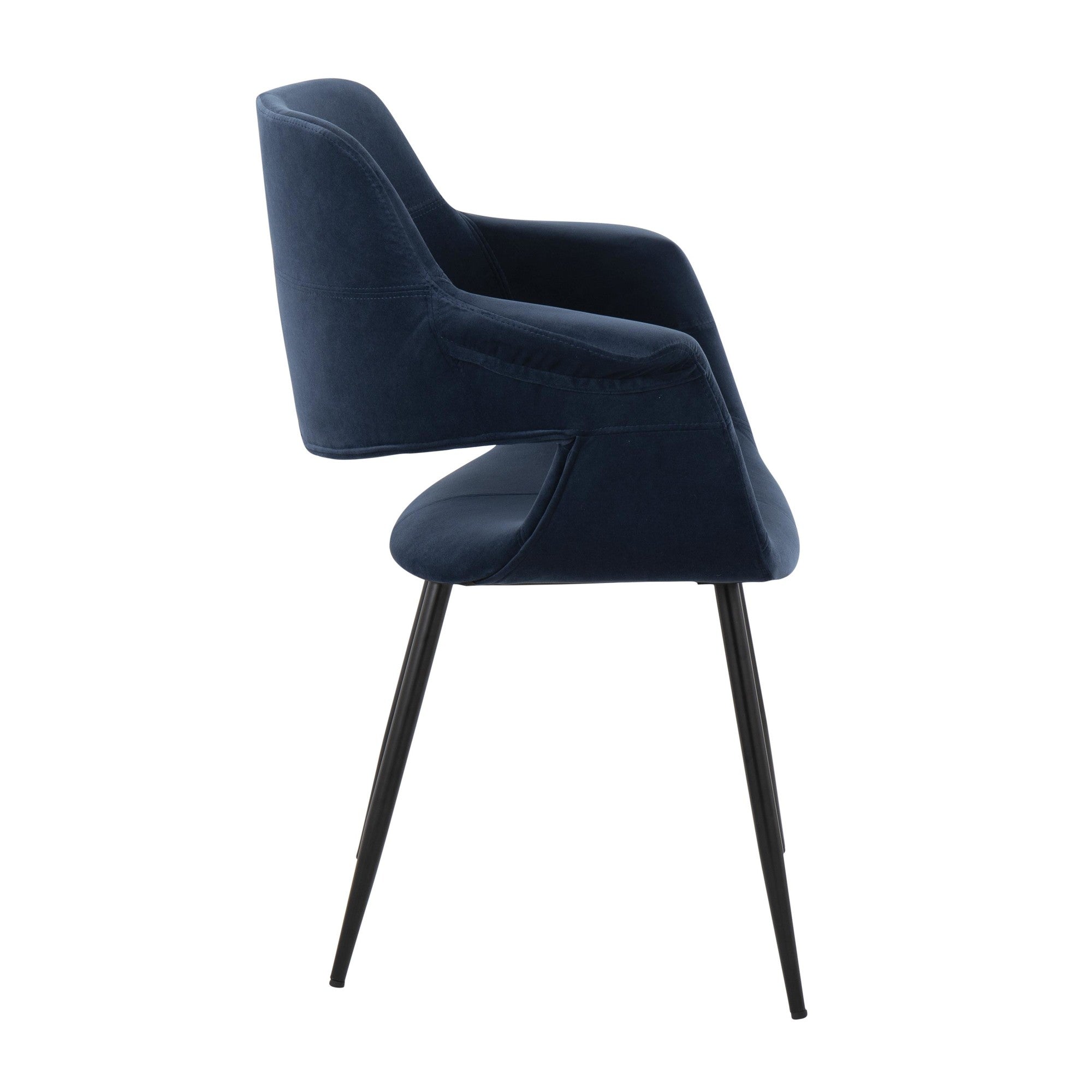 Vintage Flair Chair - Set of 2 - Black Metal, Blue Velvet