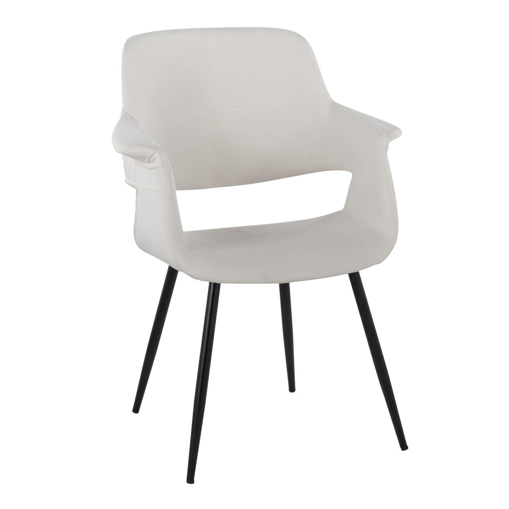 Vintage Flair Chair - Set of 2 - Black Metal, Cream Velvet