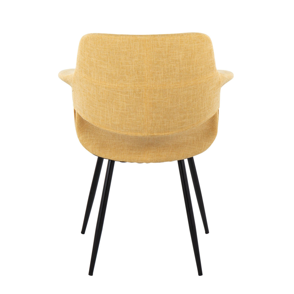 Vintage Flair Chair - Set of 2 - Black Metal, Yellow Fabric