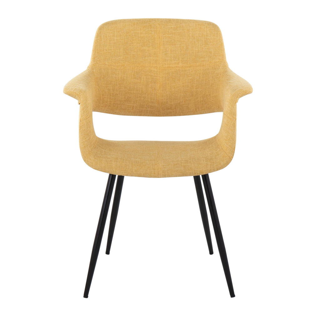 Vintage Flair Chair - Set of 2 - Black Metal, Yellow Fabric