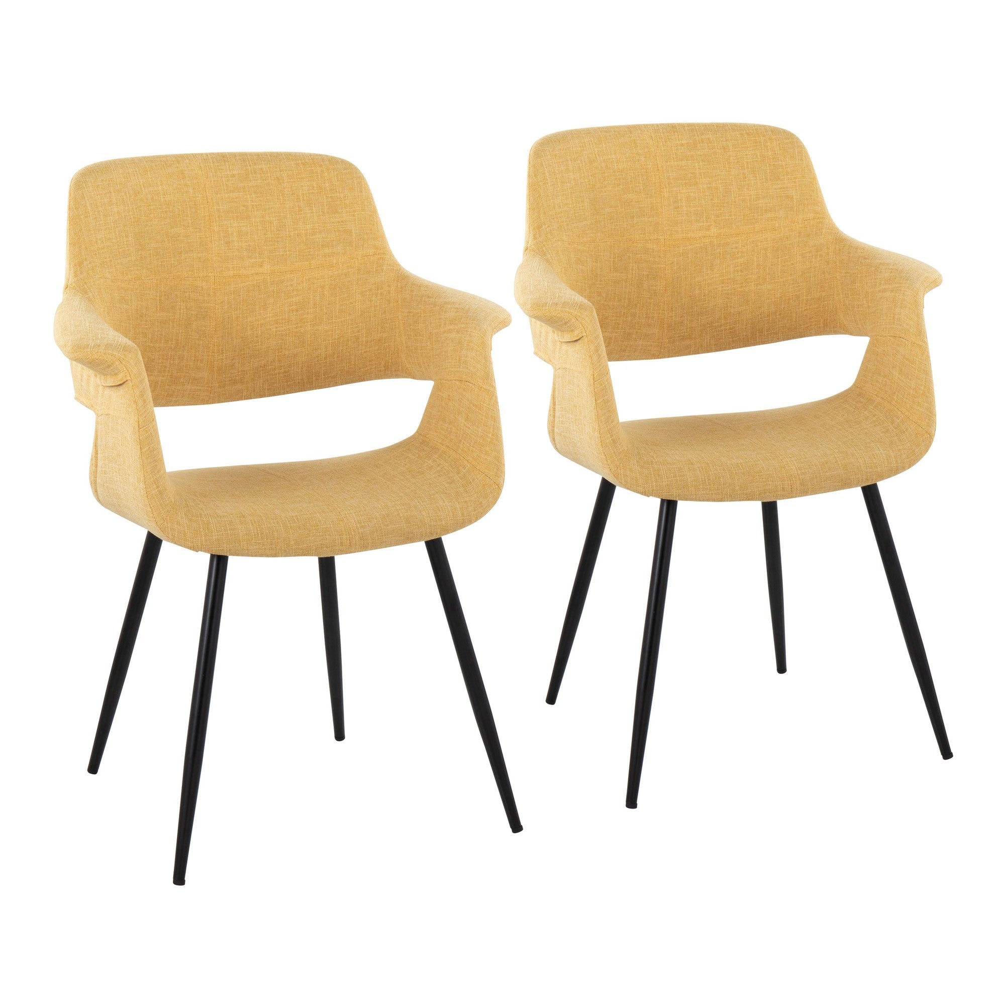 Vintage Flair Chair - Set of 2 - Black Metal, Yellow Fabric