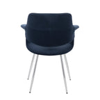 Vintage Flair Chair - Set of 2 - Chrome Metal, Blue Velvet