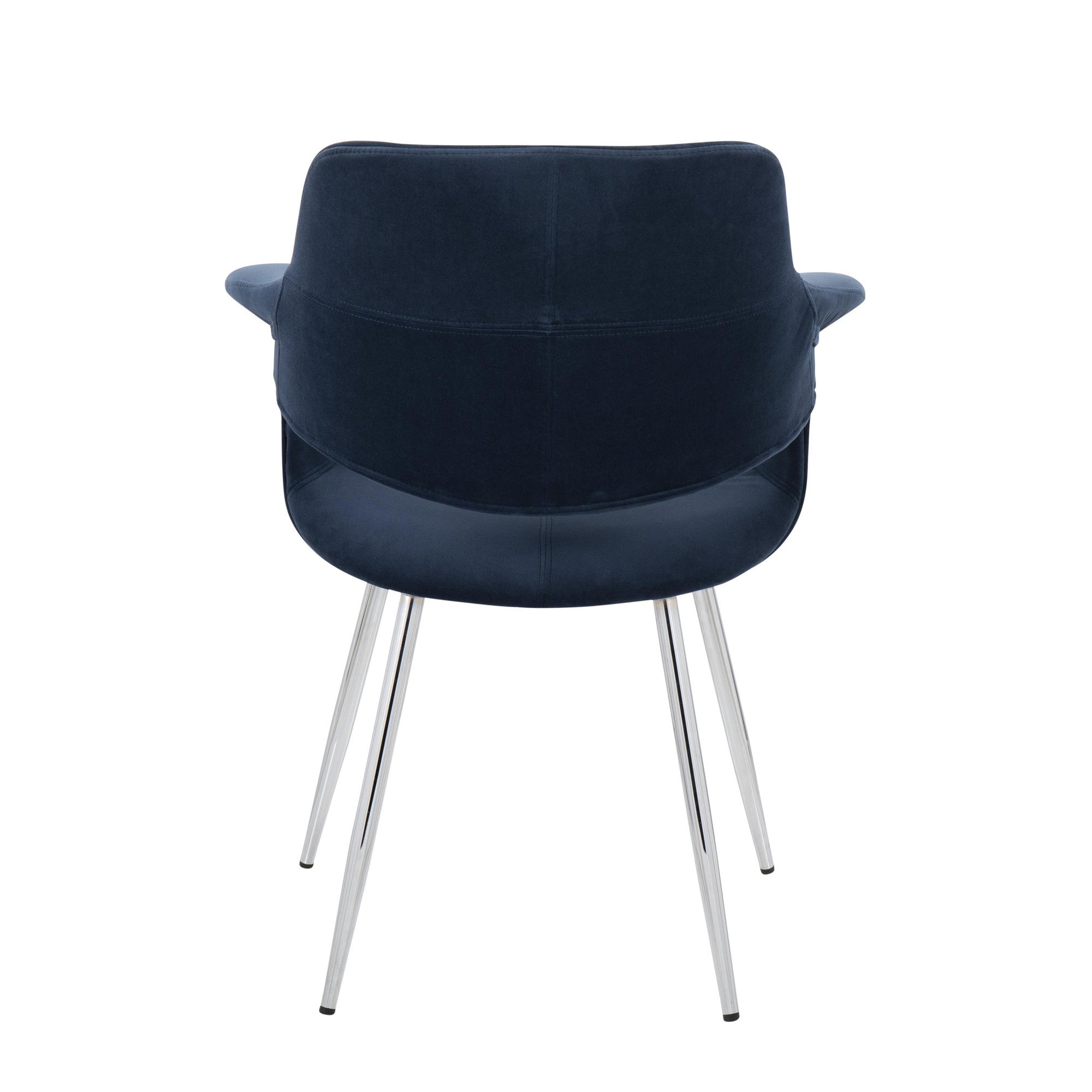 Vintage Flair Chair - Set of 2 - Chrome Metal, Blue Velvet