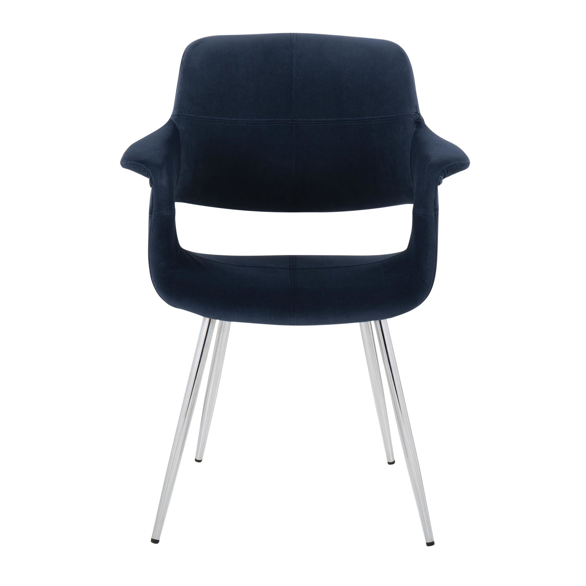 Vintage Flair Chair - Set of 2 - Chrome Metal, Blue Velvet