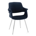 Vintage Flair Chair - Set of 2 - Chrome Metal, Blue Velvet