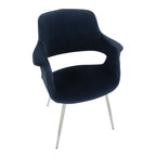 Vintage Flair Chair - Set of 2 - Chrome Metal, Blue Velvet