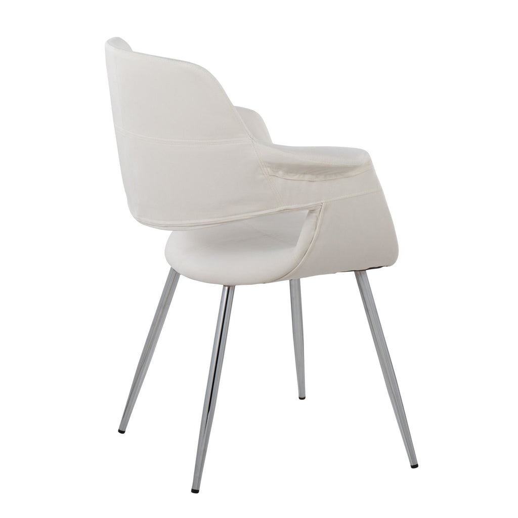 Vintage Flair Chair - Set of 2 - Chrome Metal, Cream Velvet