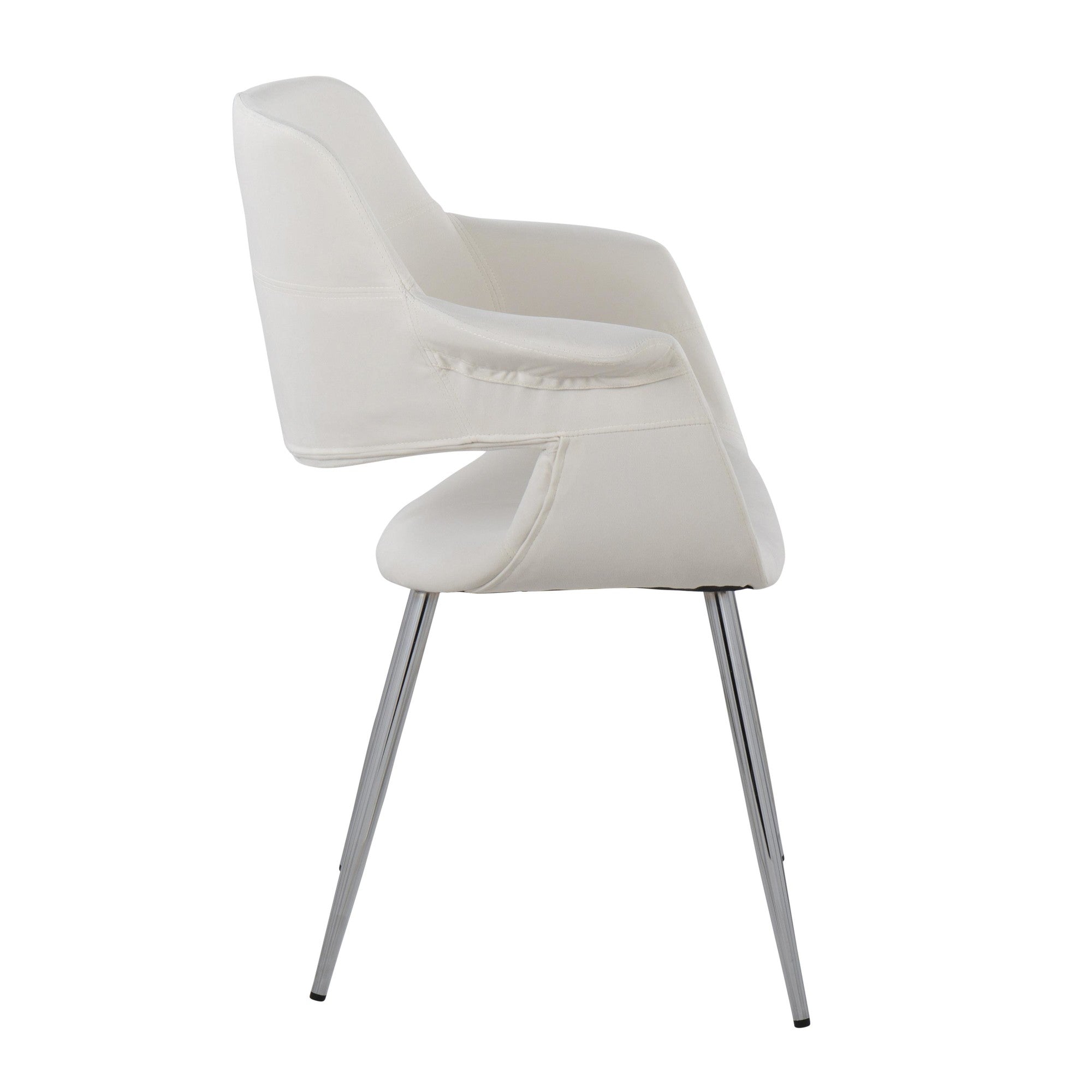 Vintage Flair Chair - Set of 2 - Chrome Metal, Cream Velvet