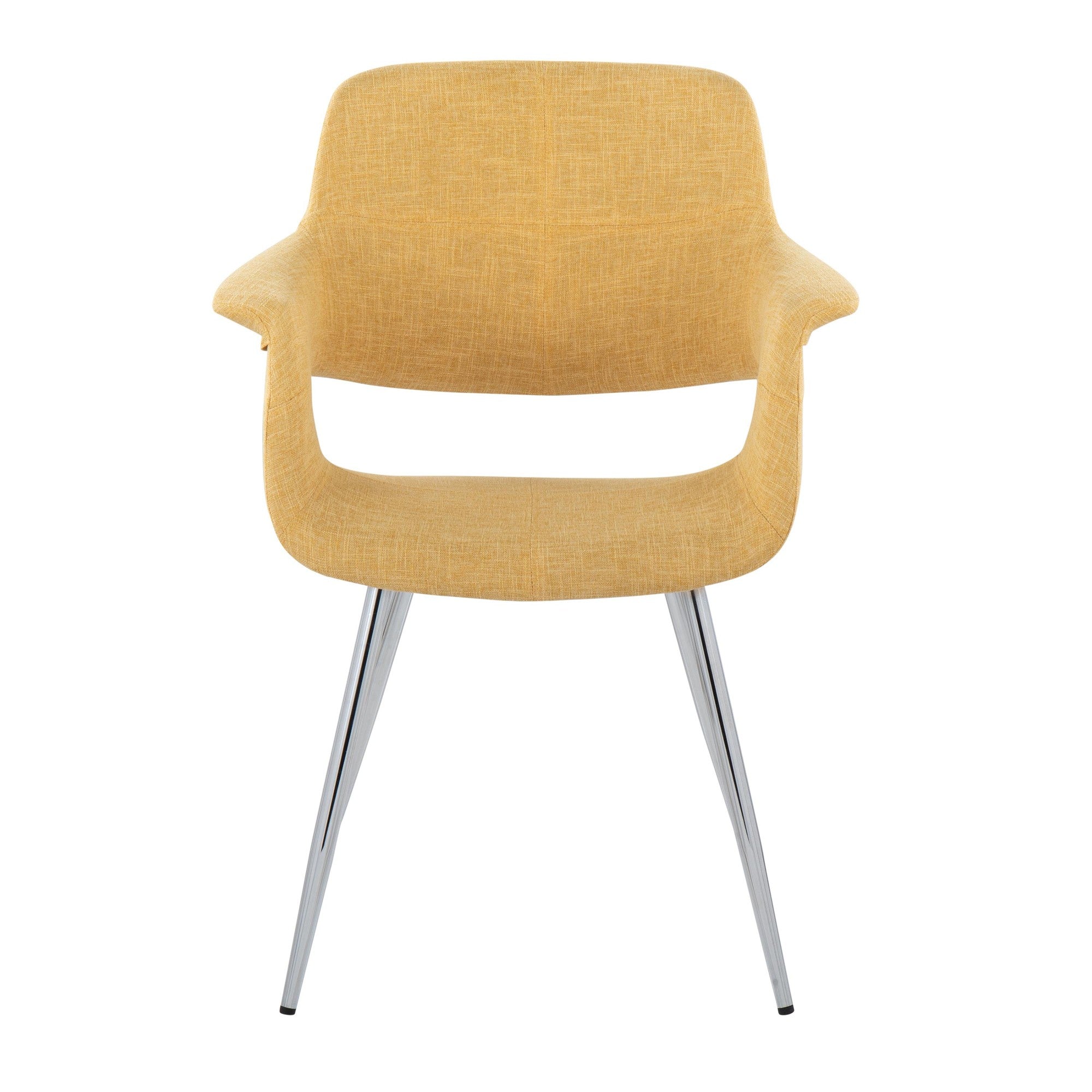 Vintage Flair Chair - Set of 2 - Chrome Metal, Yellow Fabric