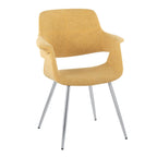 Vintage Flair Chair - Set of 2 - Chrome Metal, Yellow Fabric