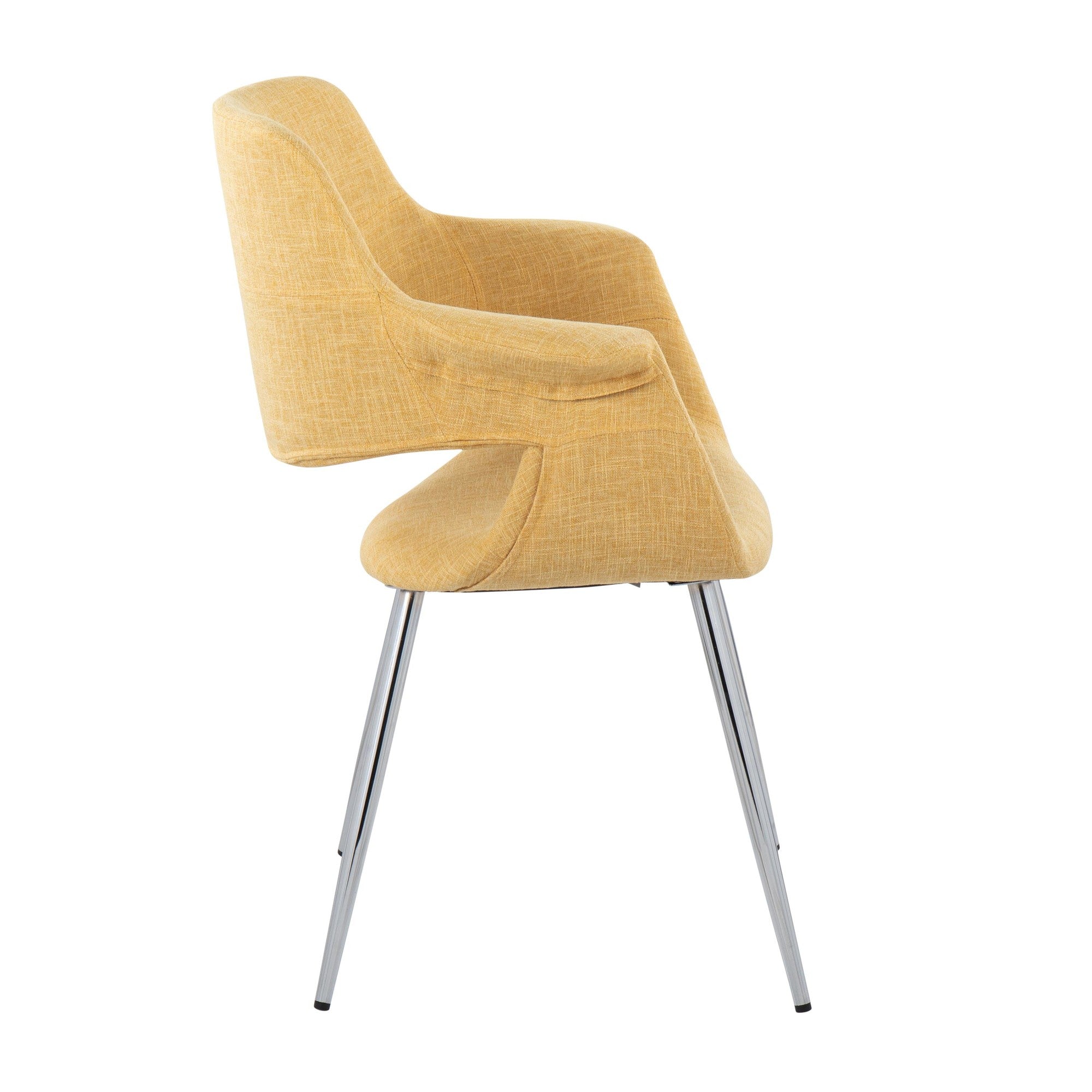 Vintage Flair Chair - Set of 2 - Chrome Metal, Yellow Fabric