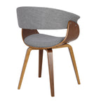 Vintage Mod Chair - Walnut Wood, Light Grey Fabric