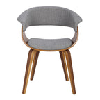 Vintage Mod Chair - Walnut Wood, Light Grey Fabric