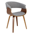 Vintage Mod Chair - Walnut Wood, Light Grey Fabric