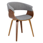 Vintage Mod Chair - Walnut Wood, Light Grey Fabric