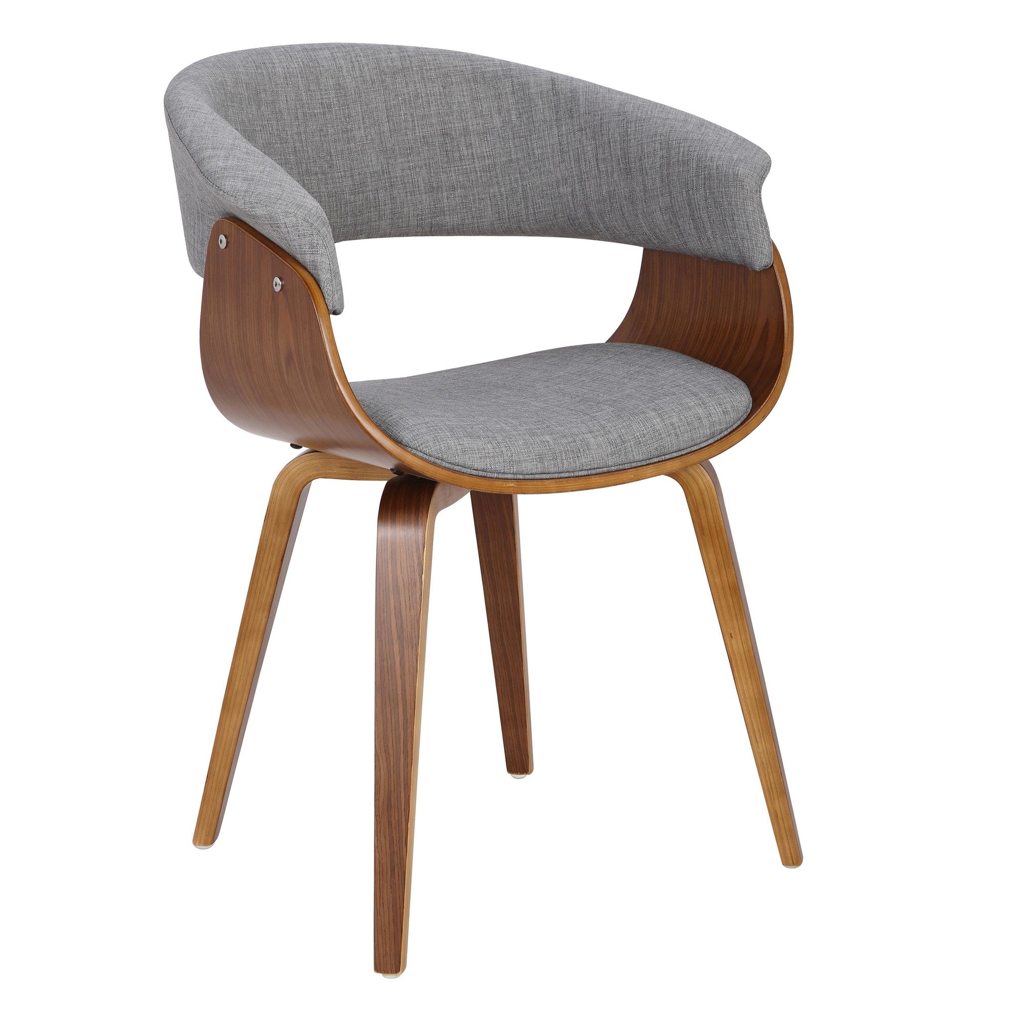 Vintage Mod Chair - Walnut Wood, Light Grey Fabric