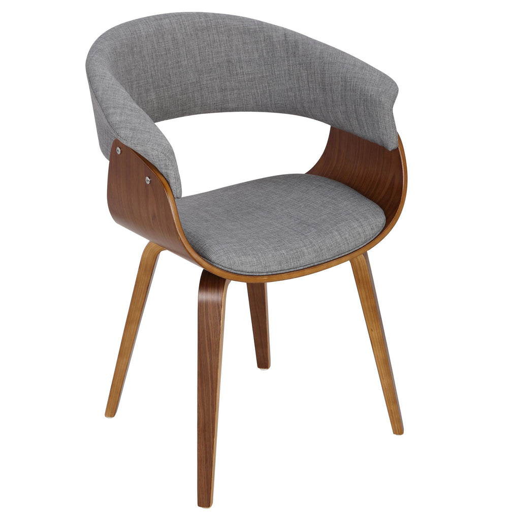Vintage Mod Chair - Walnut Wood, Light Grey Fabric