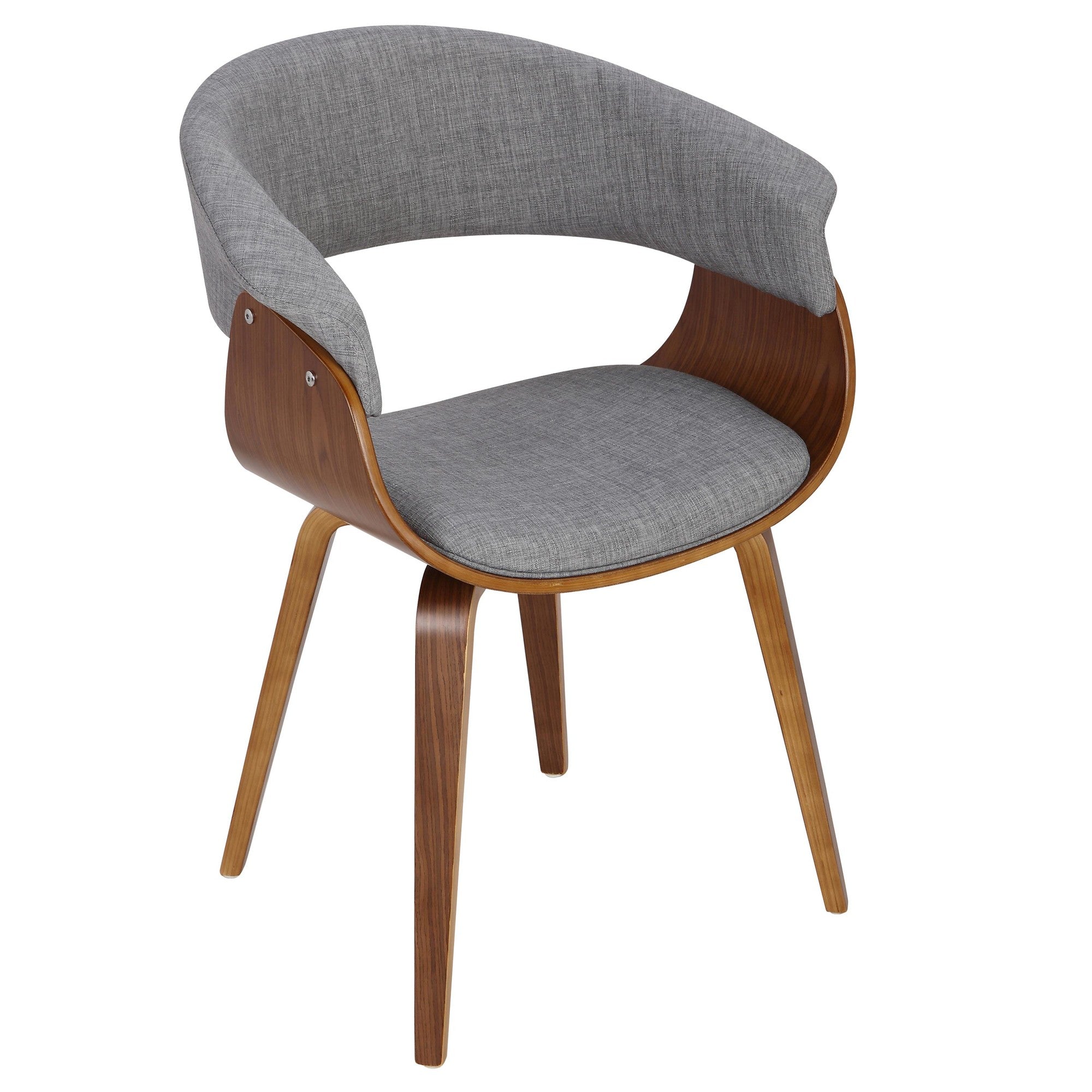 Vintage Mod Chair - Walnut Wood, Light Grey Fabric