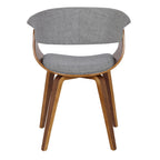 Vintage Mod Chair - Set of 2 - Walnut Wood, Light Grey Fabric