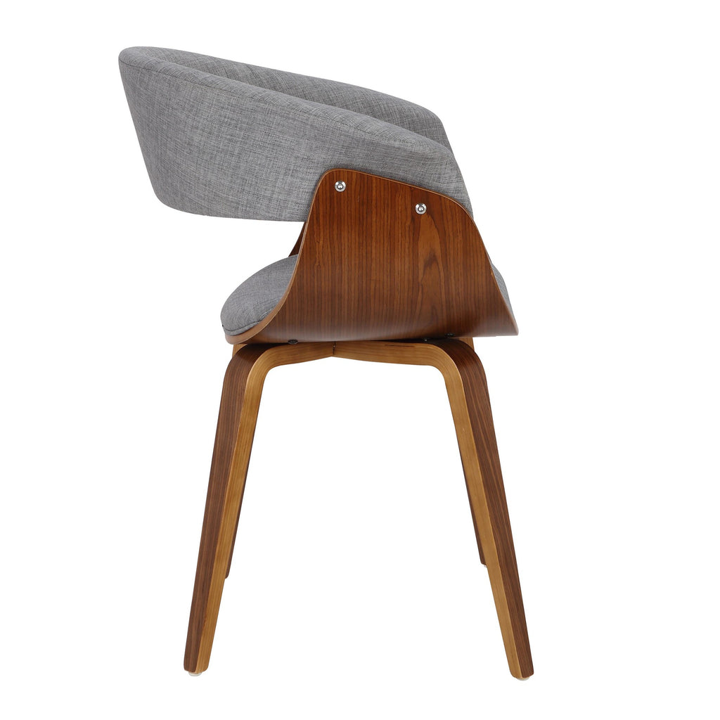 Vintage Mod Chair - Set of 2 - Walnut Wood, Light Grey Fabric
