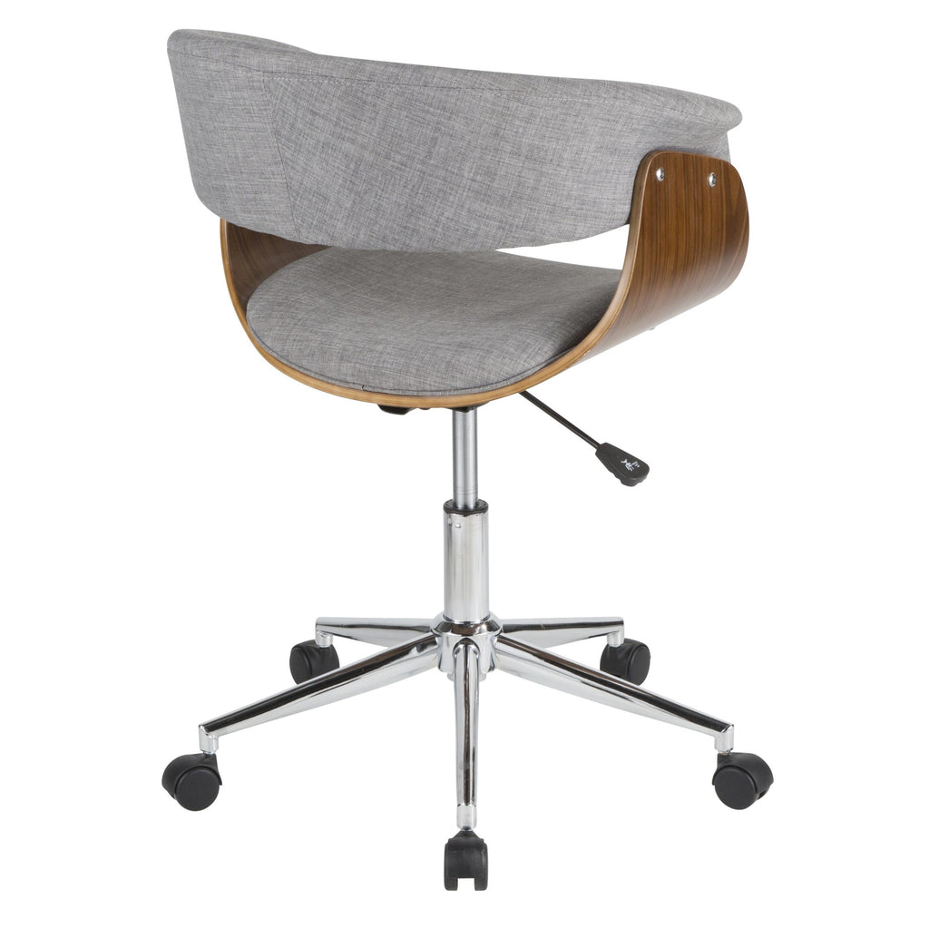 Vintage Mod Office Chair - Chrome, Walnut Wood, Light Grey Fabric