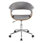 Vintage Mod Office Chair - Chrome, Walnut Wood, Light Grey Fabric