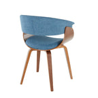 Vintage Mod Chair - Walnut Wood, Blue Fabric