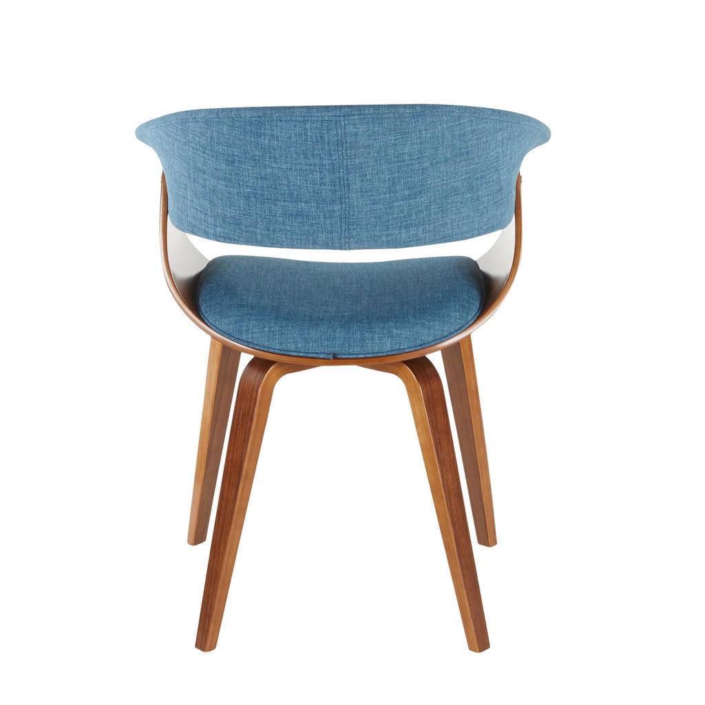 Vintage Mod Chair - Walnut Wood, Blue Fabric