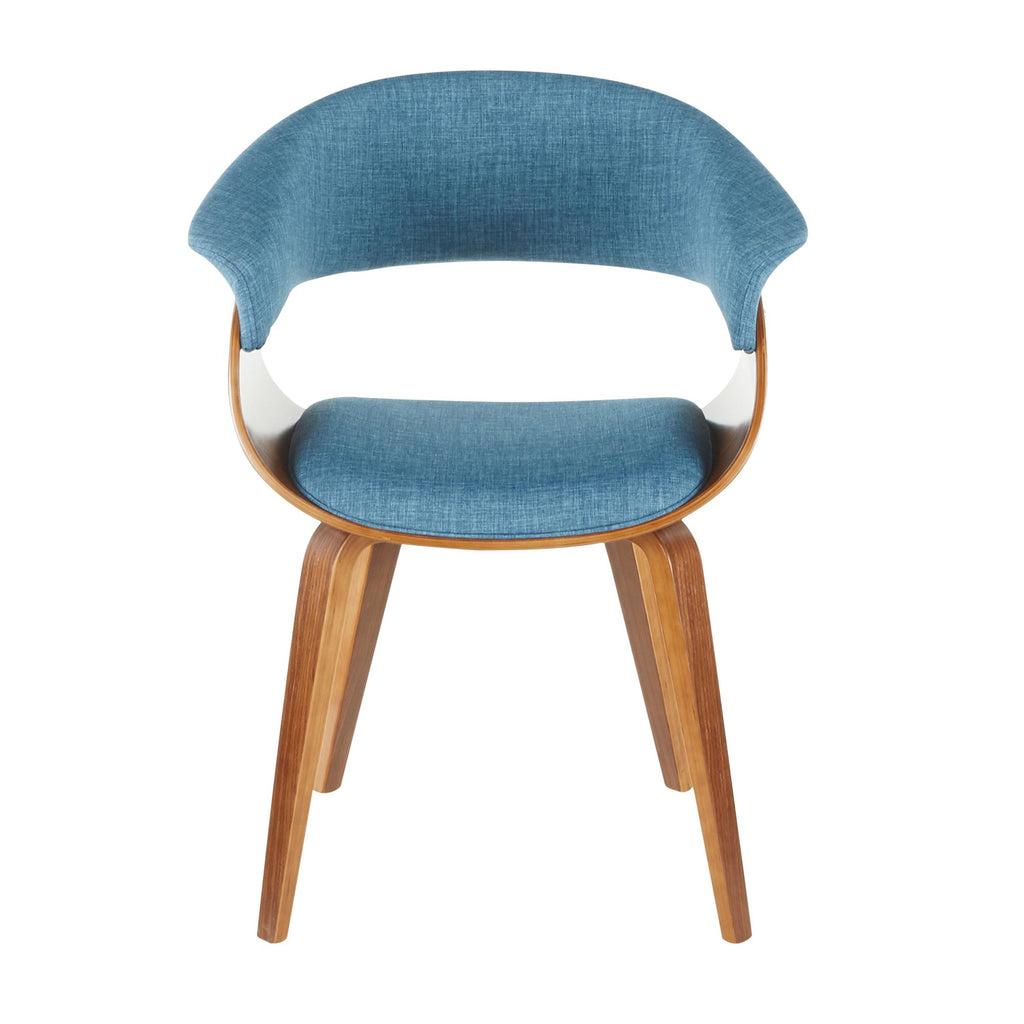 Vintage Mod Chair - Walnut Wood, Blue Fabric