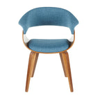 Vintage Mod Chair - Walnut Wood, Blue Fabric
