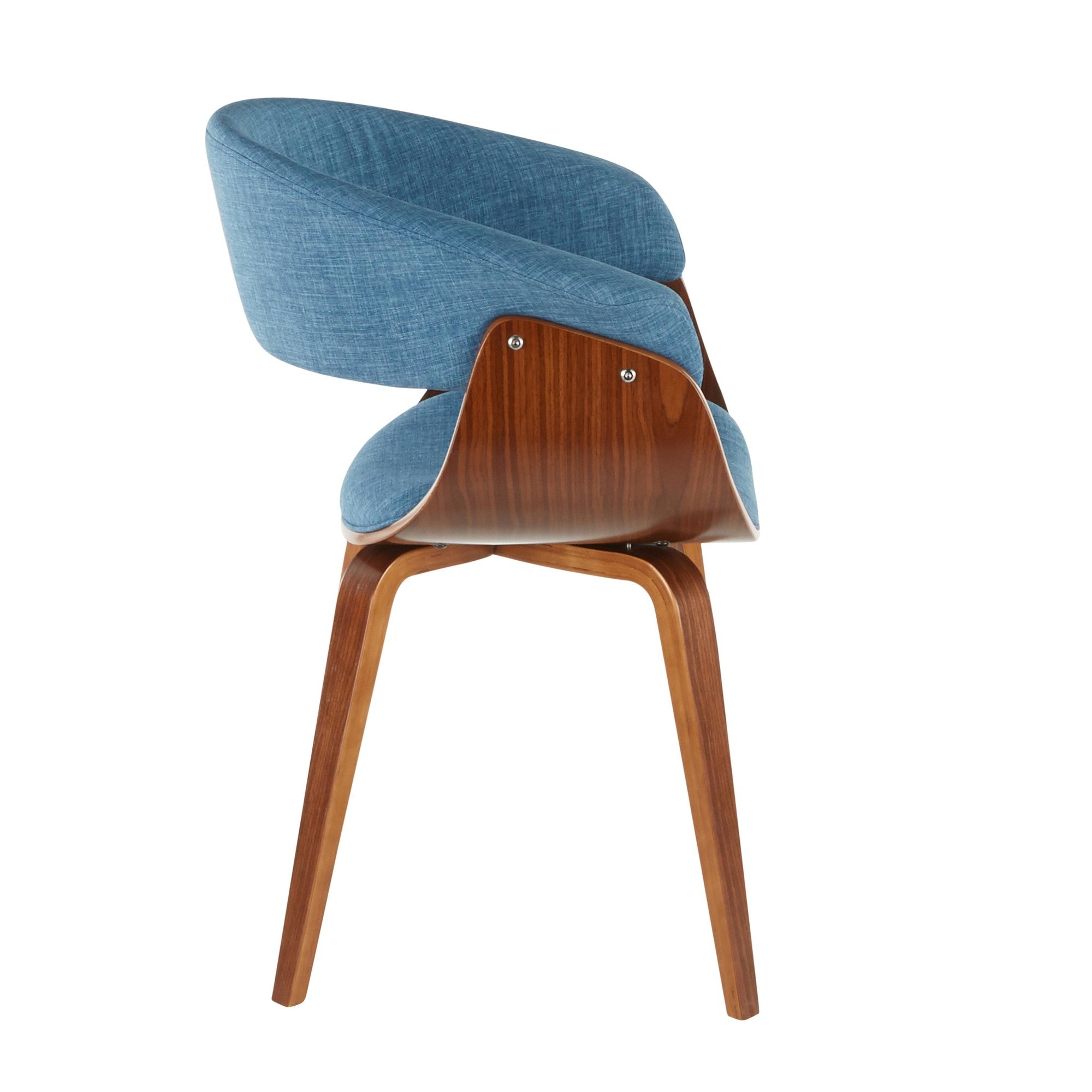 Vintage Mod Chair - Walnut Wood, Blue Fabric