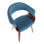 Vintage Mod Chair - Walnut Wood, Blue Fabric