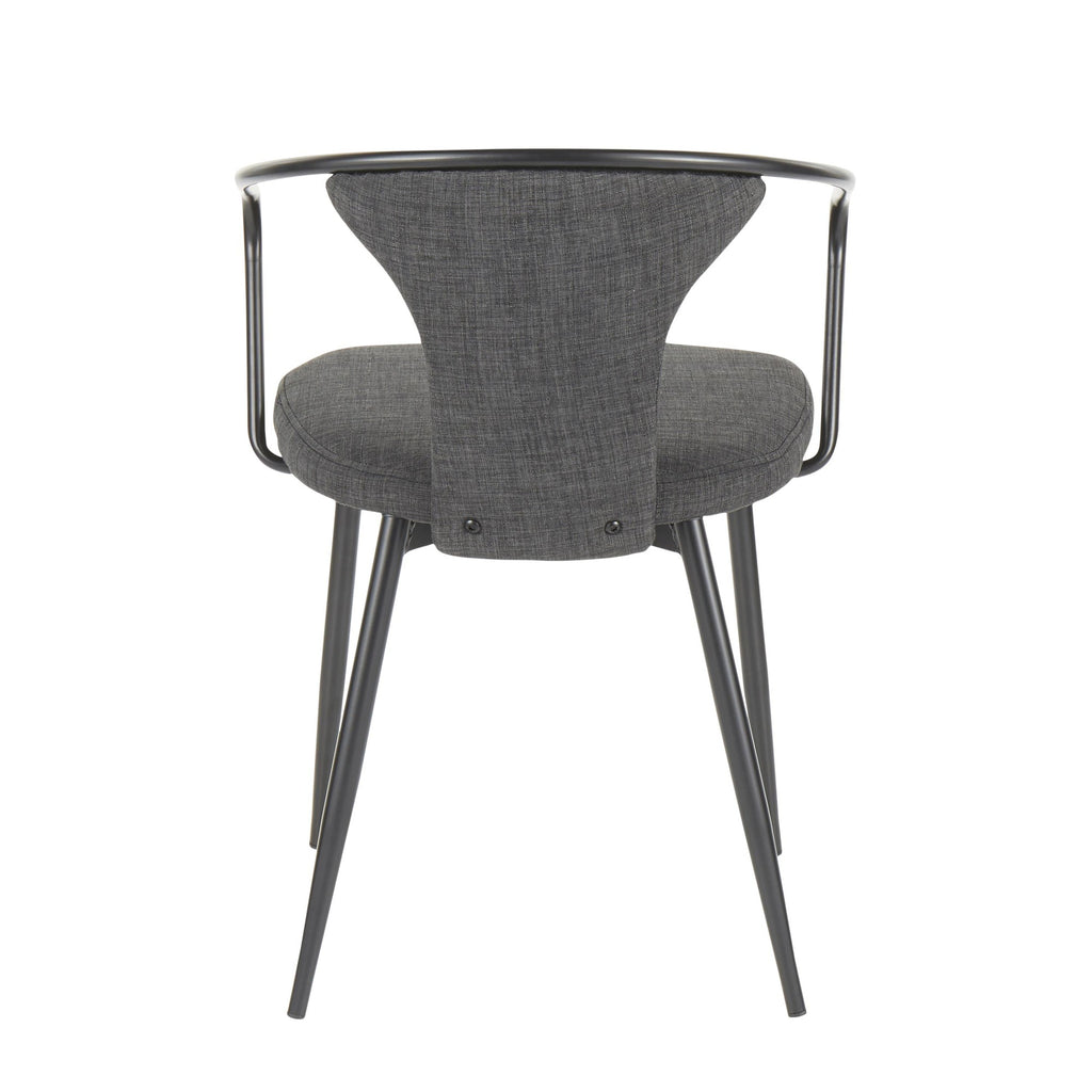 Waco Upholstered Chair - Black Metal, Grey Fabric