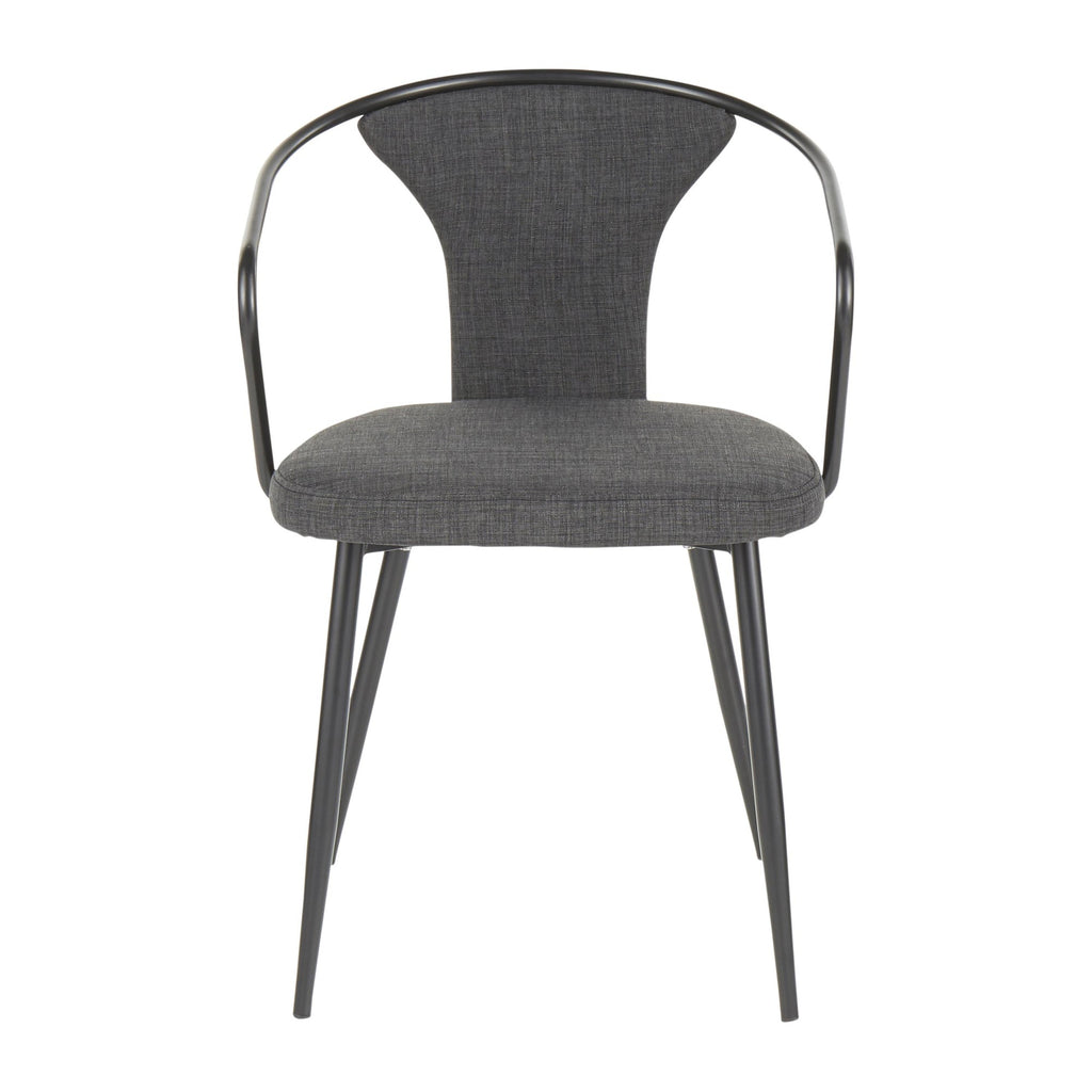 Waco Upholstered Chair - Black Metal, Grey Fabric