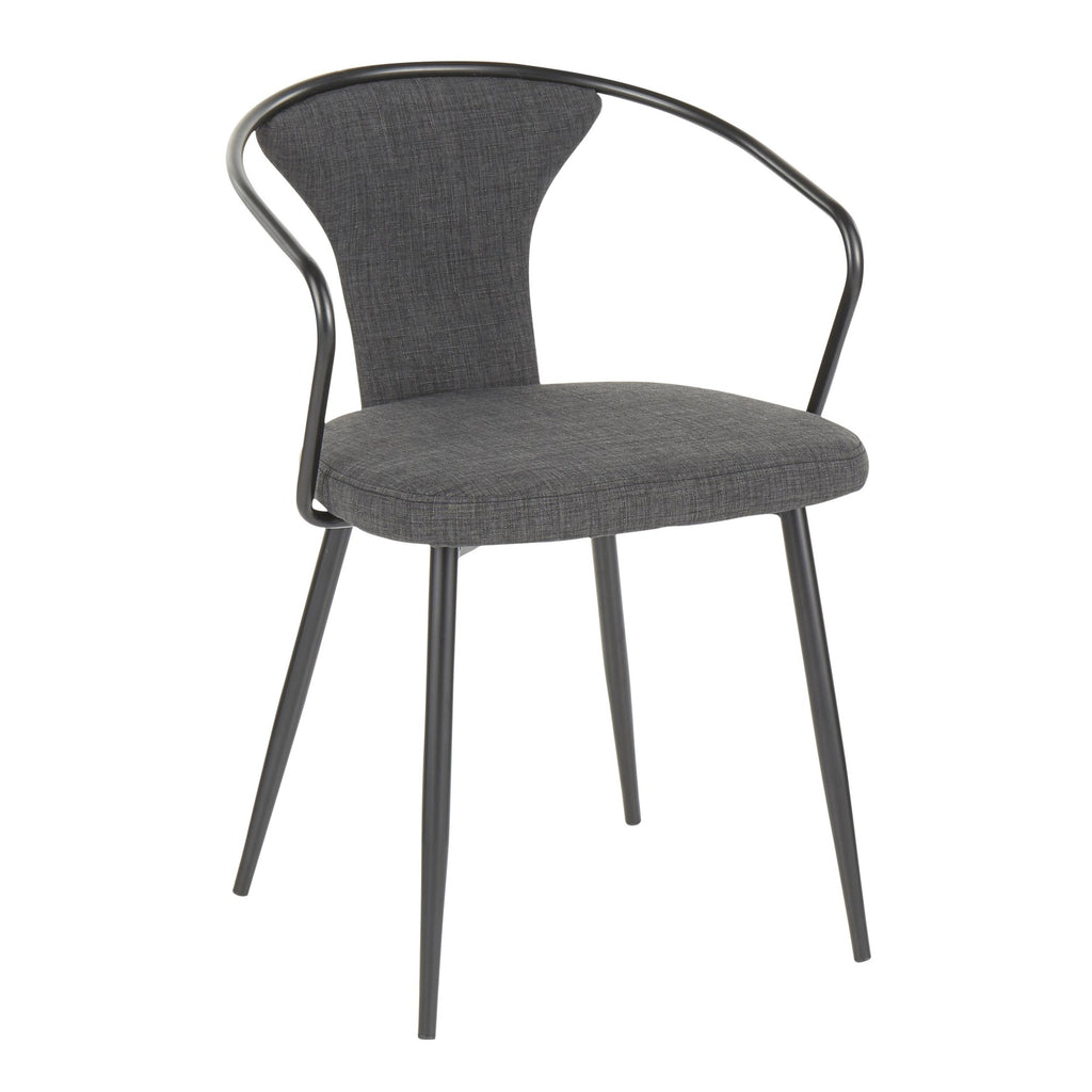 Waco Upholstered Chair - Black Metal, Grey Fabric