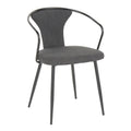 Waco Upholstered Chair - Black Metal, Grey Fabric