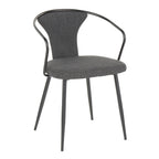 Waco Upholstered Chair - Black Metal, Grey Fabric