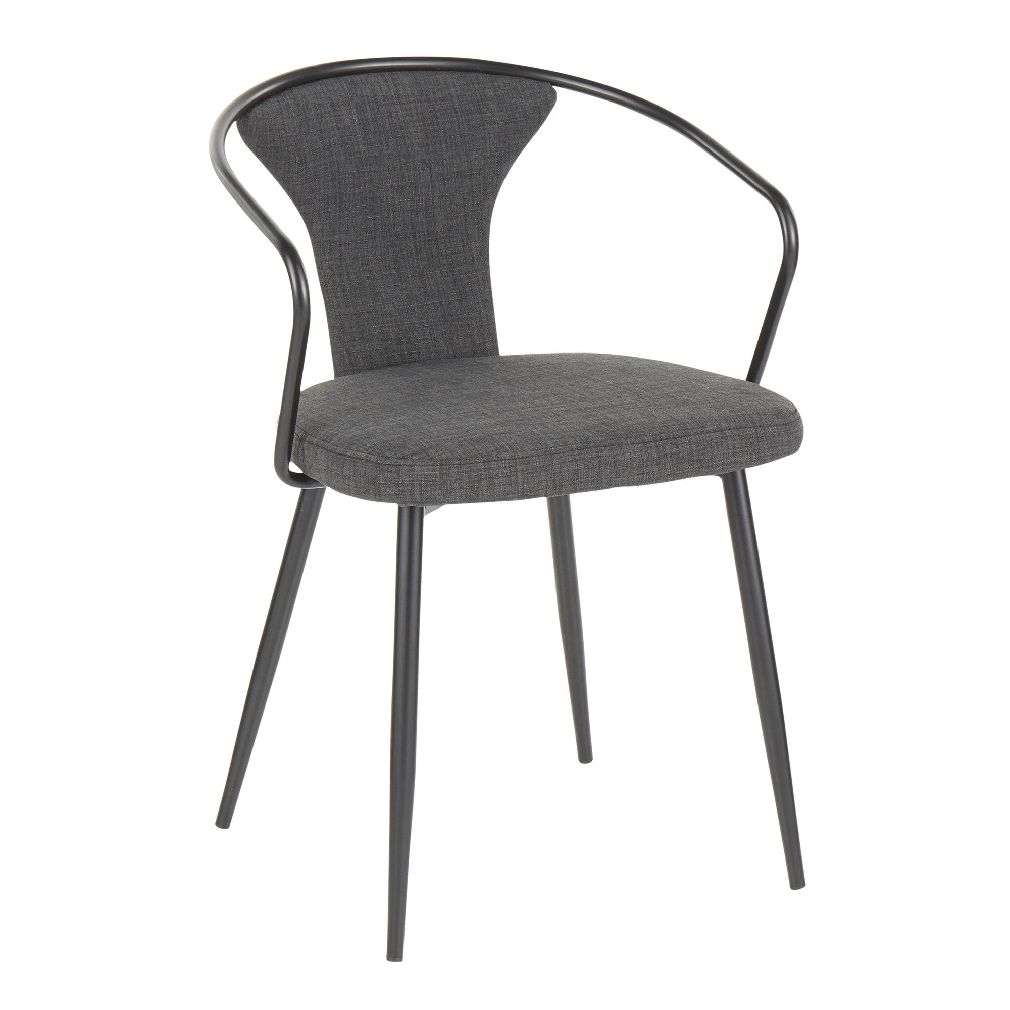 Waco Upholstered Chair - Black Metal, Grey Fabric