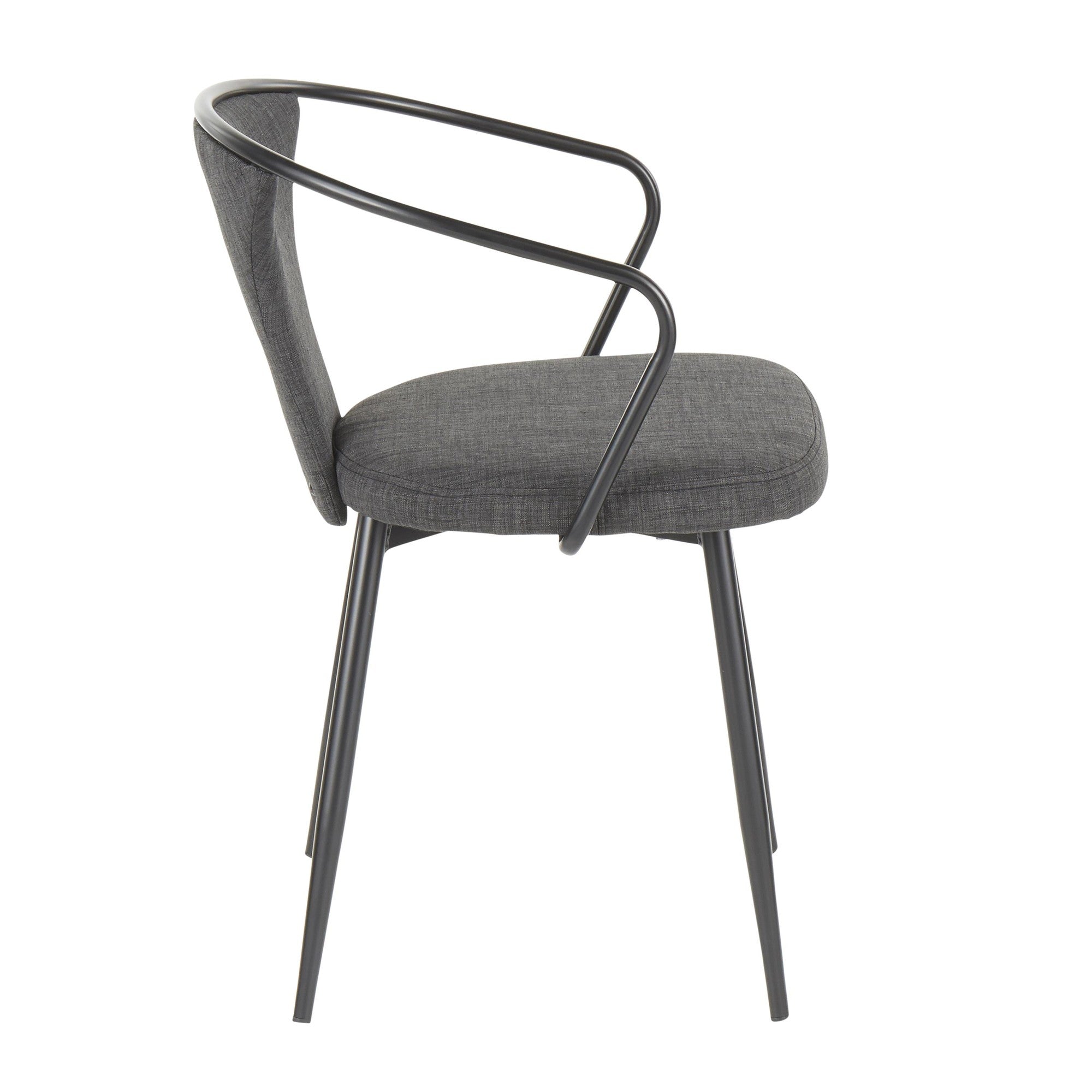 Waco Upholstered Chair - Black Metal, Grey Fabric